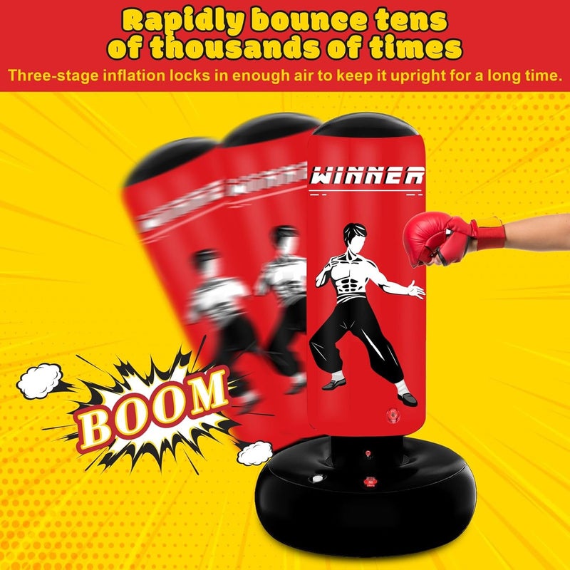 VCOLAN Kids Punching Bag, 67" Stable Inflatable Boxing Bag for Age 5-12, Ninja Karate Taekwondo Training Toy, Christmas Birthday Gift - Image 5